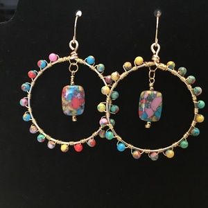 Gemstone Hoop Earrings